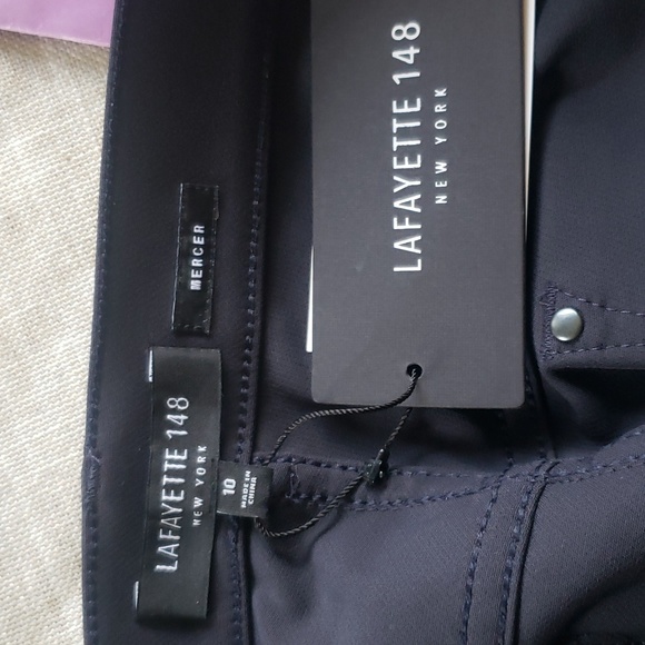 Lafayette 148 Mercer new fitted slim leg stretch Ink color woman pants size 10 - Picture 5 of 6